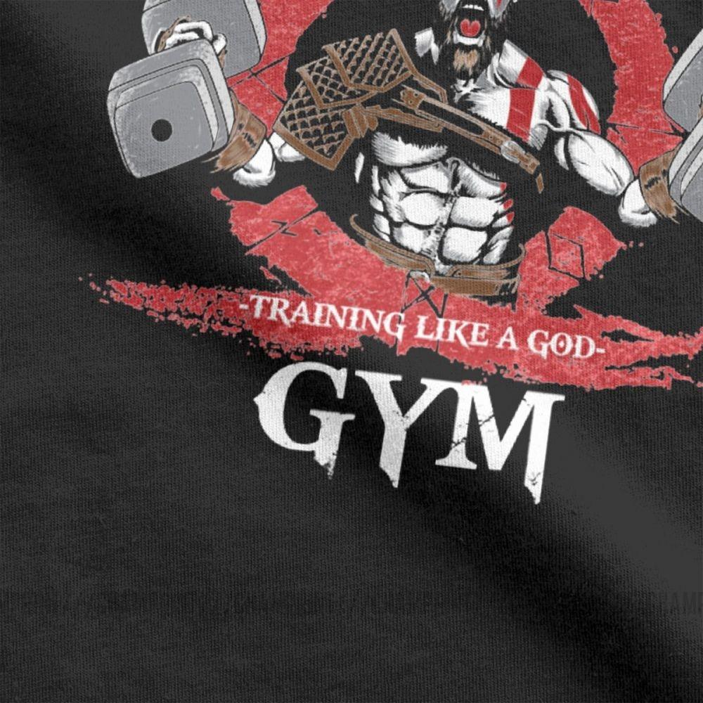 Men's God Of War Kratos Gym Workout Bodybuilding T Shirt Fitness 100% Cotton Clothing Casual Tees T-Shirt Plus Size 4XL 5XL