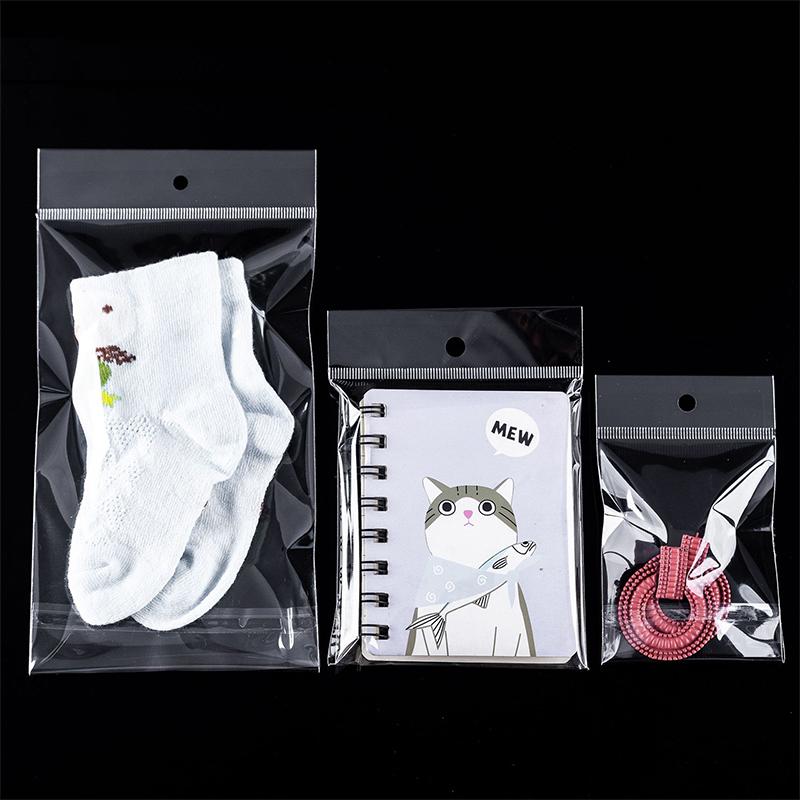 100Pcs Transparent Self Adhesive Packaging Bag Plastic Hanging Opp Pouches Seal Gift Bags For Jewelry Display Retail Packing