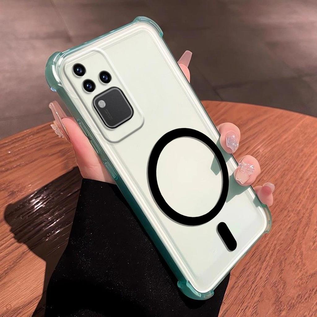 DIY Magnetic Ring Jelly Case for Vivo V30 Pro Anti-Drop 4-Corner Airbag Protection