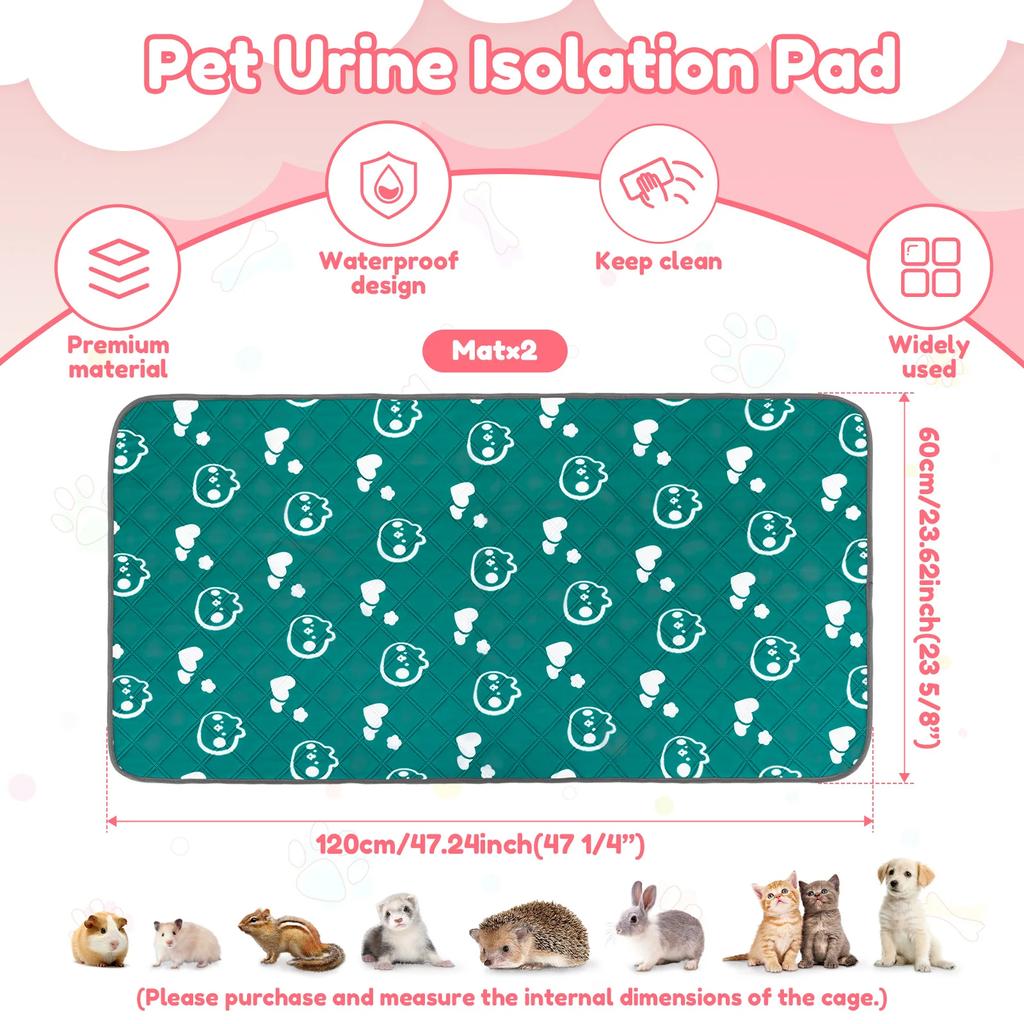 2Pcs Guinea Pig Pee Pad 47x24 Inch Puppy Kitten Blanket Bed Mat Absorbent Bedding Training Mat Reusable Small Pet Soft Sleep Mat