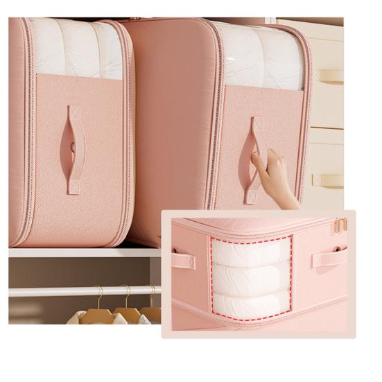 Comforter Storage Bag Zipper Compression Clear Window And Bag with Carry Handles Space Saver Organizer