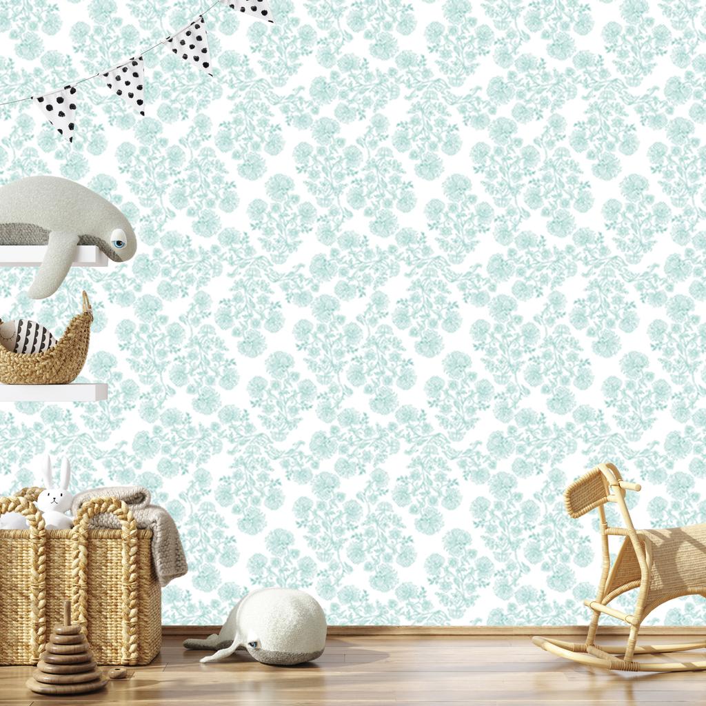 White Flowers Wallpaper, Subtle Detail for Living Room and Bedroom 50x1000