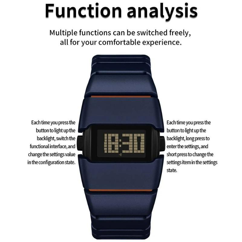 SANDA Luxury Men's Electronic Watch Creative Design Unique Watch Man Casual Sports Multi-functional Wristwatch LED Waterproof ABS Material