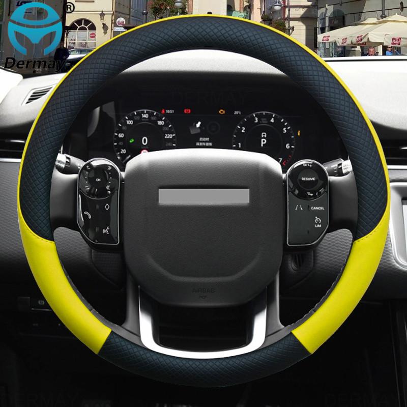 Para Ldefender Discovery Freelander Range Rover Evoque Sport Velar LR2 LR3 LR4 Protector Para Volante De Coche 100% De Cuero Marca DERMAY Accesorios