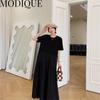 MODIQUE Summer Plus Size New Dress Shirt Women Loose Patchwork Cotton Linen Basics Folds A-Line Dress Solid Casual Female Dresses O-Neck
