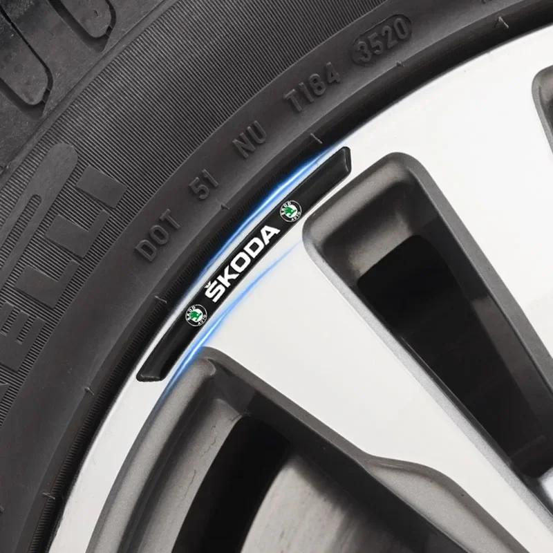 HFB4 4PCS Car Wheel Rim Hub Badge Stickers For Skoda Octavia 2 A5 Fabia 3 Rapid Scala Kodiaq Superb 3 Karoq Kamiq Citigo Accessories