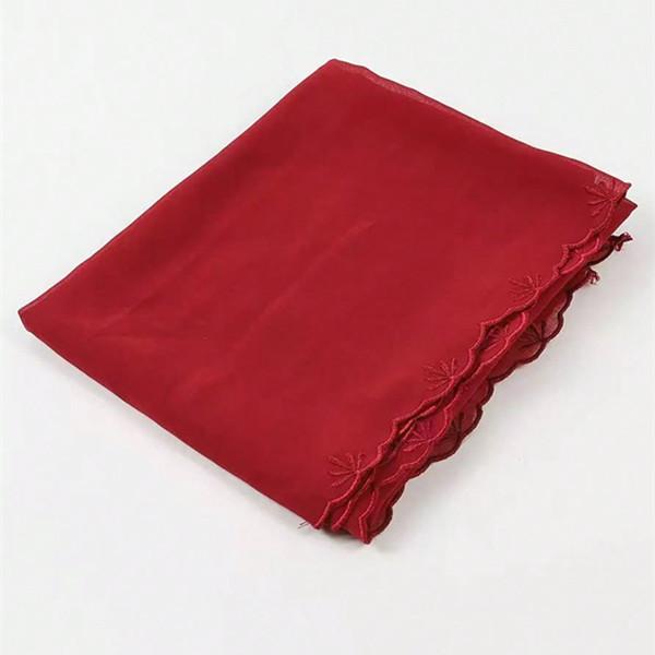 Polyester Floral Embroidered Scarf With Sun Protection For Women Summer Fashion Accessory DarkRed
