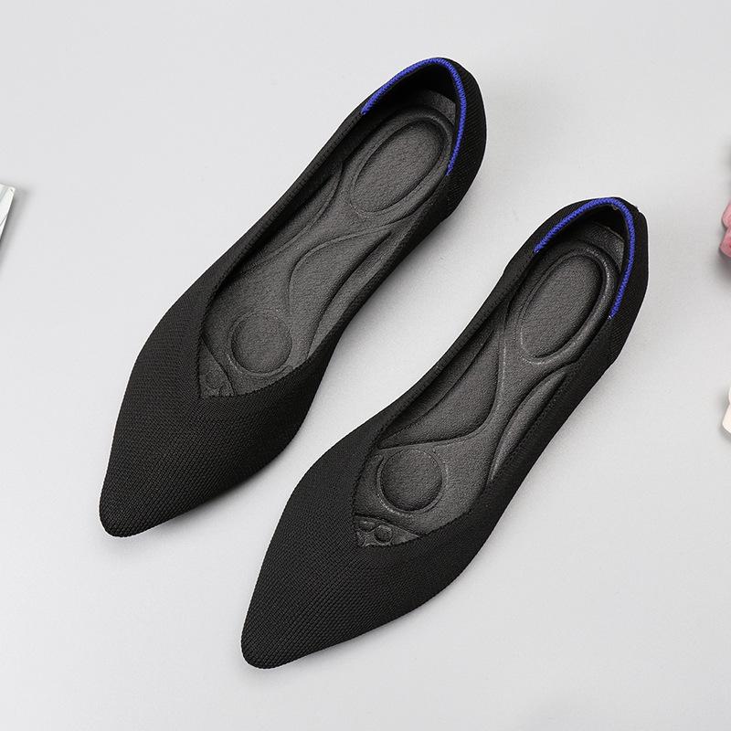 Spring and Autumn Flying Single Shoes Doudou 40 Knitted 4142 Flat Bottom 43 Large Size Women's Shoes