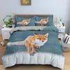 Animal Fox Bedding Set King Queen Size 3D Lovely Orange Fennec Fox Duvet Cover For Kids Teens Adults Bedroom Decor Quilt Cover