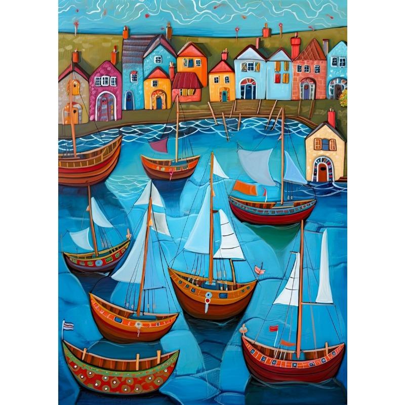 Pôster de Paisagem de Veleiro Vintage Navegando Impressão em Tela Arte de Parede de Veleiro Oceânico Vintage Imagem Decoração de Quarto de Casa Cuadros