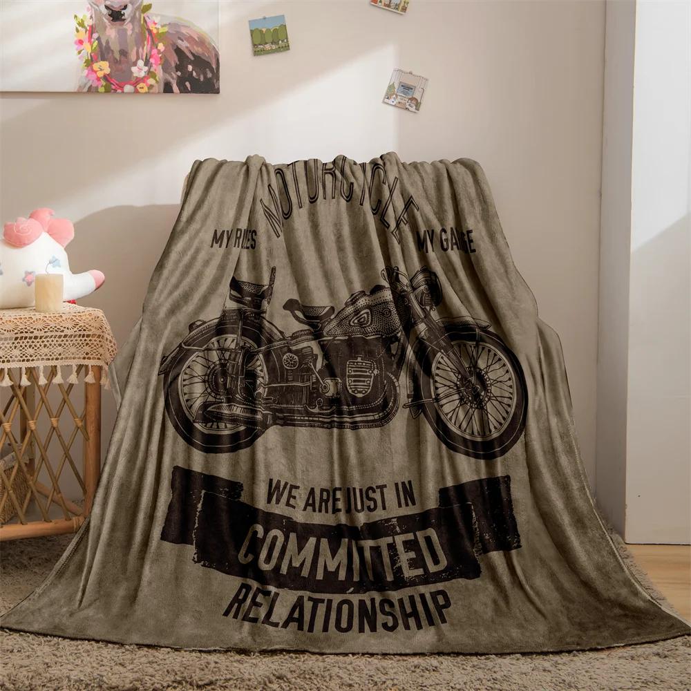 Motorcycle Flannel Throw Blanket Extreme Sport Theme Cozy Bed Blanket Lightweight Warm Blankets for Couch Sofa Office Super Soft