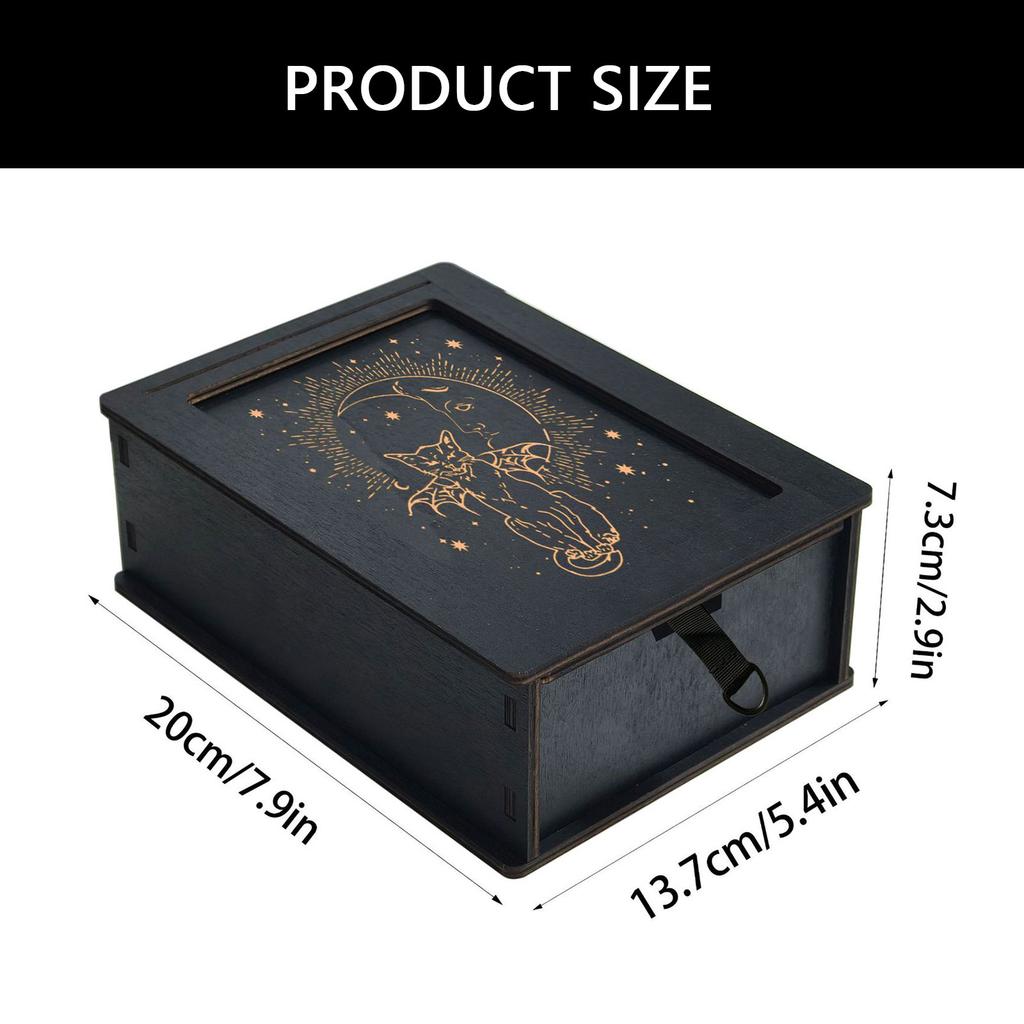 Push Pull Tarots Card Storage Box Wood Tarots Card Storage Case Portable Card Container Astrology Trinkets Box Enduring