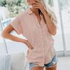 Lapel Short Sleeve Women Shirt Pure Color Simple Loose Shirt Ladies Clothing