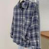 Plaid shirt women's spring and autumn new American loose trend fashion retro ruffian handsome design long-sleeved top jacket