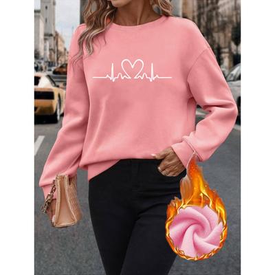 Winter New Printed Women's Round Neck Sweatshirt, European and American Casual Style Versatile Long Sleeved Top