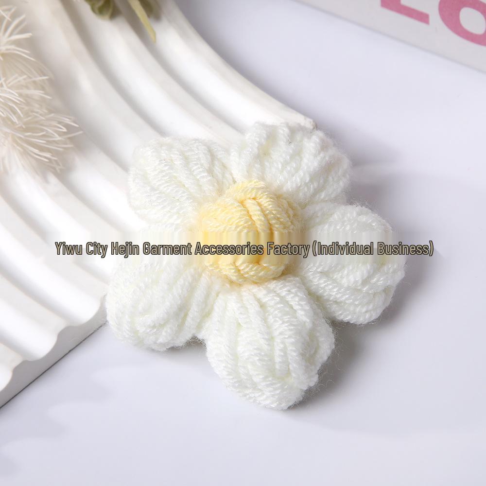 Fermaglio per capelli a fiore imbottito a blocchi di colore, uncinetto a mano, stile coreano