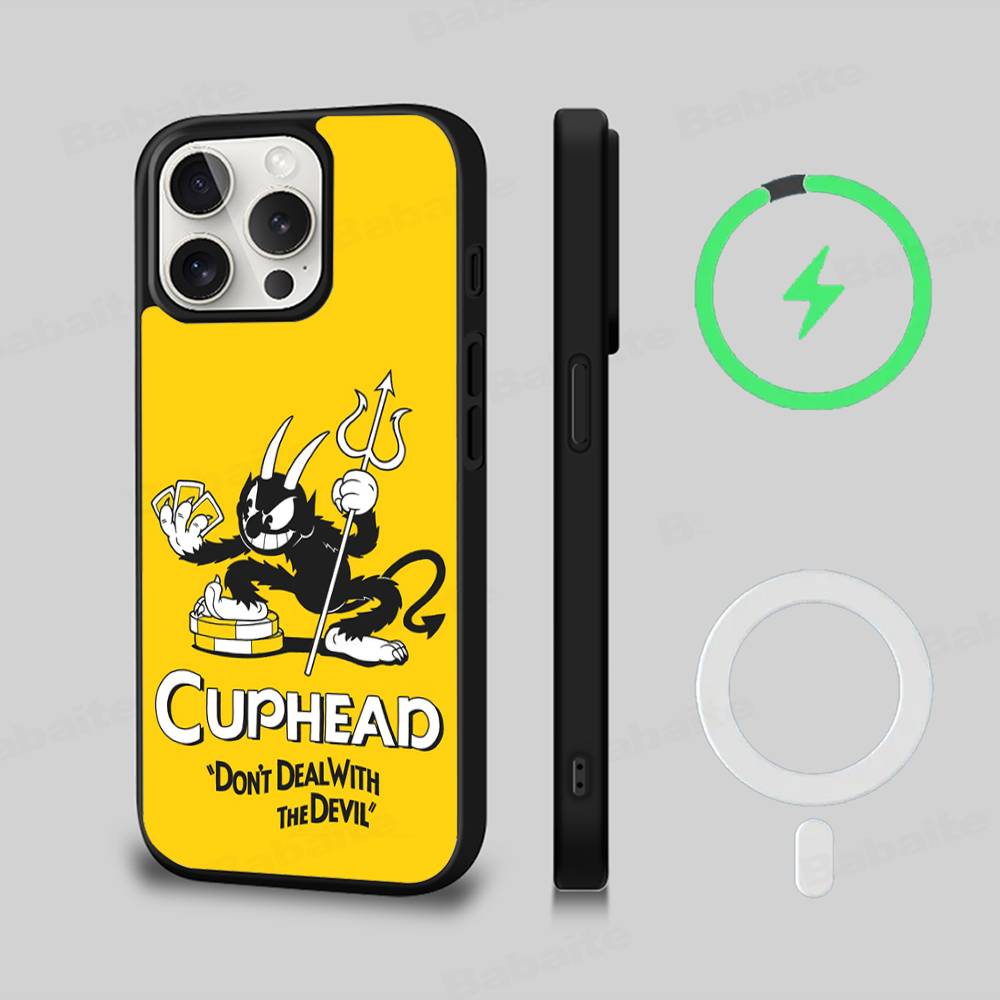 Cute Cuphead Magnetic Matte Phone Case For IPhone 16 17 15 14 13 12 11 For Magsafe Wireless Charge Cover