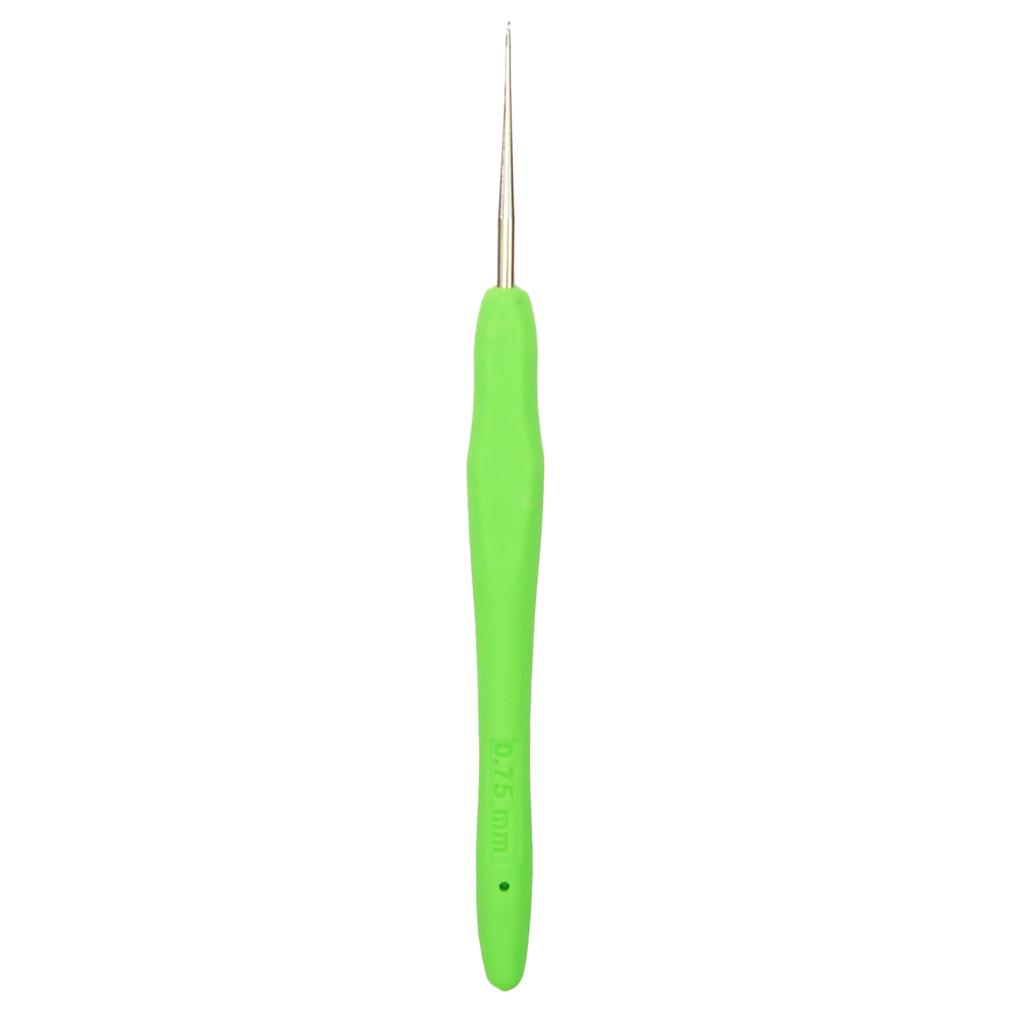2pcs Soft Grip Handle Iron Metal Crochet Hook for Sewing Crafts 0.5mm 0.75mm
