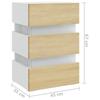 LED Nightstand in White and Sonoma Oak 45 x 35 x 67 cm Particleboard