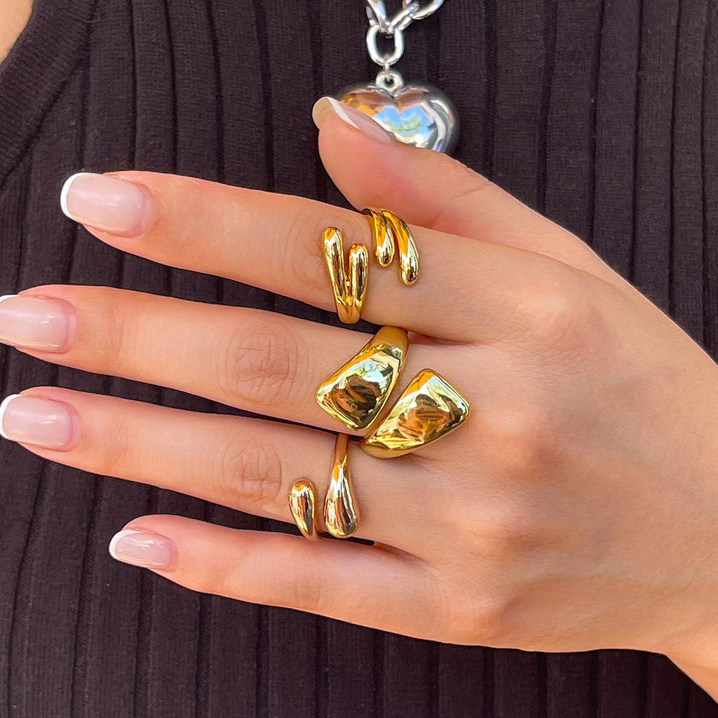 Wind Metal Smooth Water Droplet Hug Ring Female, Personality Design Sense Open Ring Rings