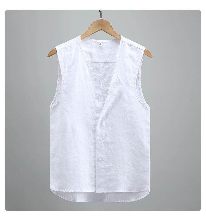Men's Sleeveless Washed Linen Vest - Retro, Breathable, and Lightweight In Solid Summer Colors