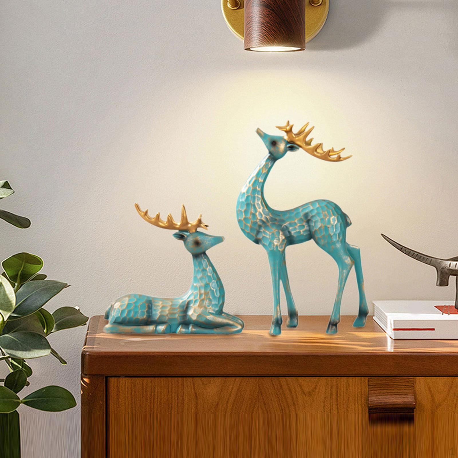 

2 шт. Газели Статуэтки Статуэтки животных Художественные работы Новинки Подарки на новоселье Настольные скульптуры зелёный