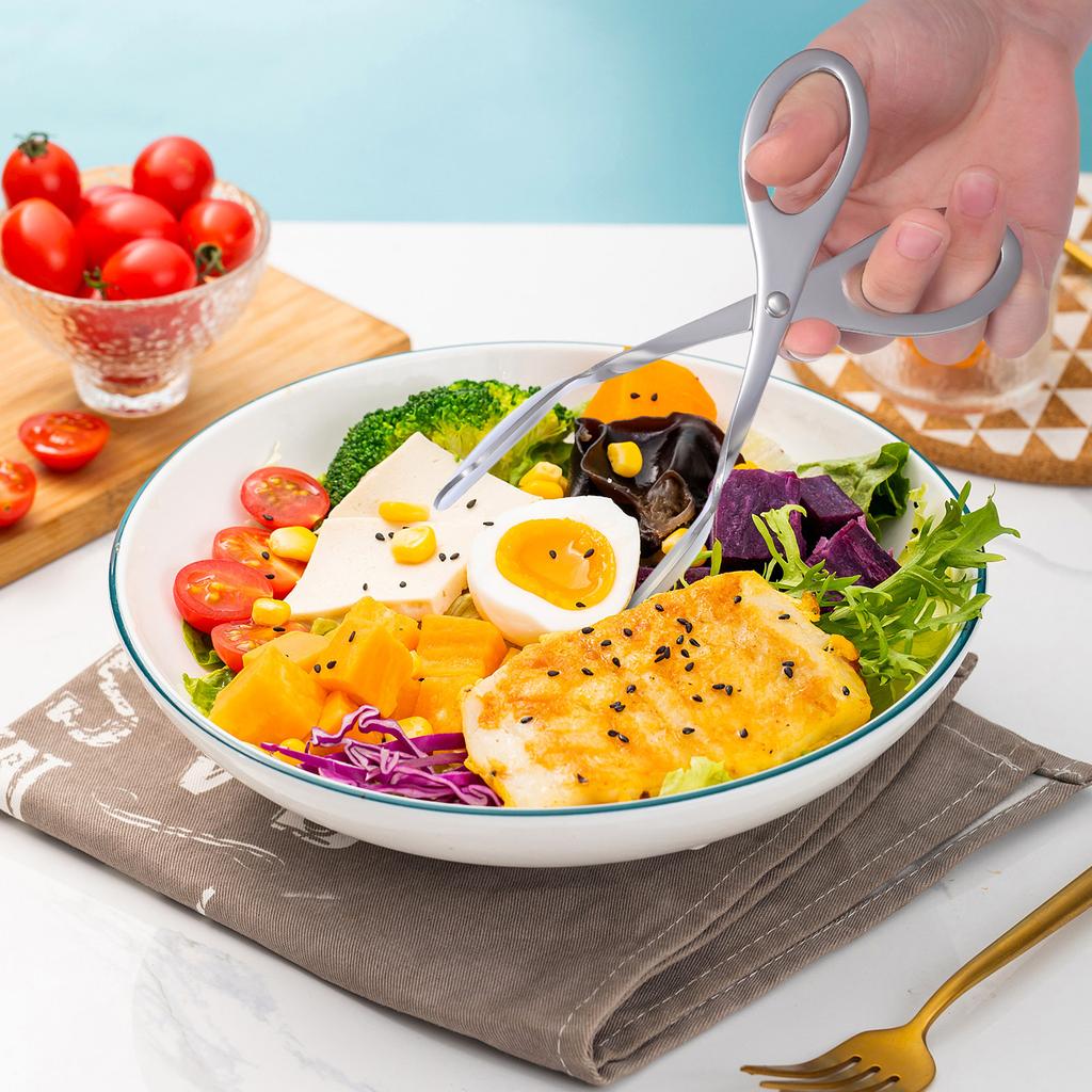 Stainless Steel Heat Resistant Food Scissor Tong Multifunctional Egg Bread Clamp Kitchen Tool for Home Restaurant