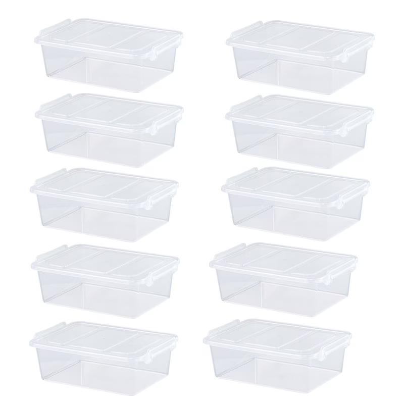 

10pcs Multifunctional Stackable Storage Box Transparent Visible Design Organizer Container Dustproof Kitchen Home Storage Cases