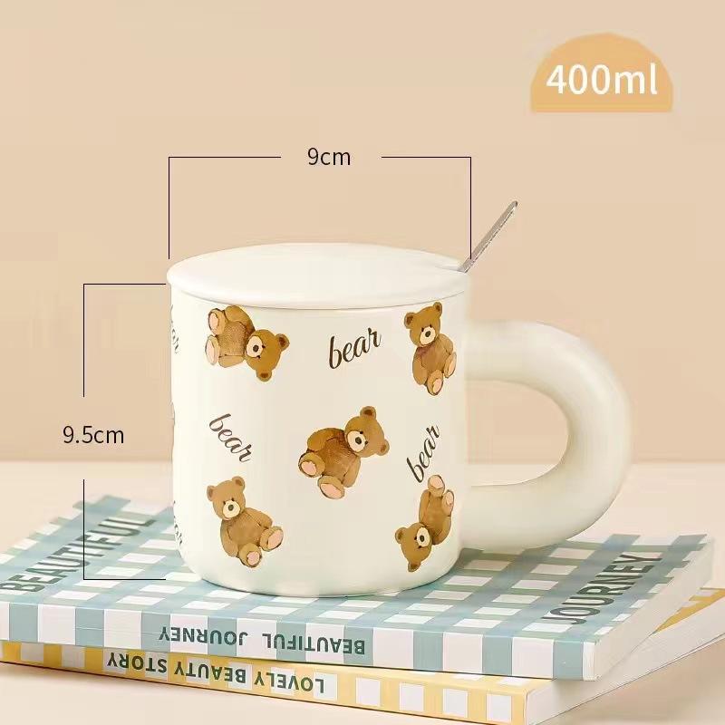 High Value Ceramic Water Cup Household Mug with Lid Cup Office Cute Birthday Gift Souvenir Cup