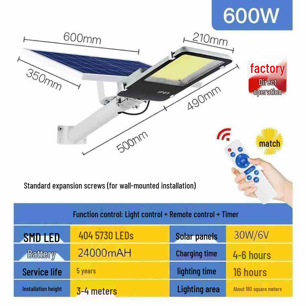 Super Bright Waterproof Solar Courtyard Lamp: Outdoor Wall & Street Lighting, 6-Meter Range