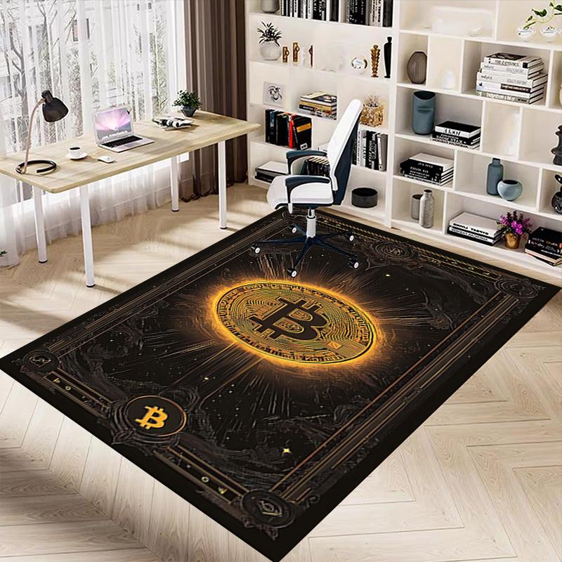 1PC Bitcoin Crypto Non-Slip Floor Carpet Compatible for Office&Living Room&Bedroom&Dining room - Flat - Weave Machine-S0334