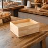 Wooden Food Display Box with Open Top Compact Rectangular Sturdy Countertop