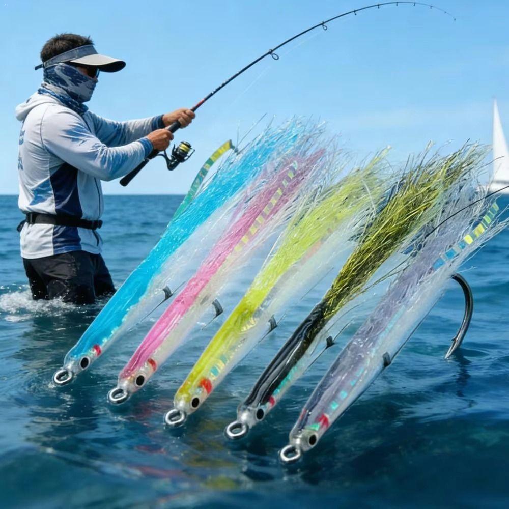 Stainless Hooks Fly Fishing Sand Eel 3D Realistic Realistic Fish Eye Surf Candy Fly Lure Surf Candy Design Sand Eel Pattern