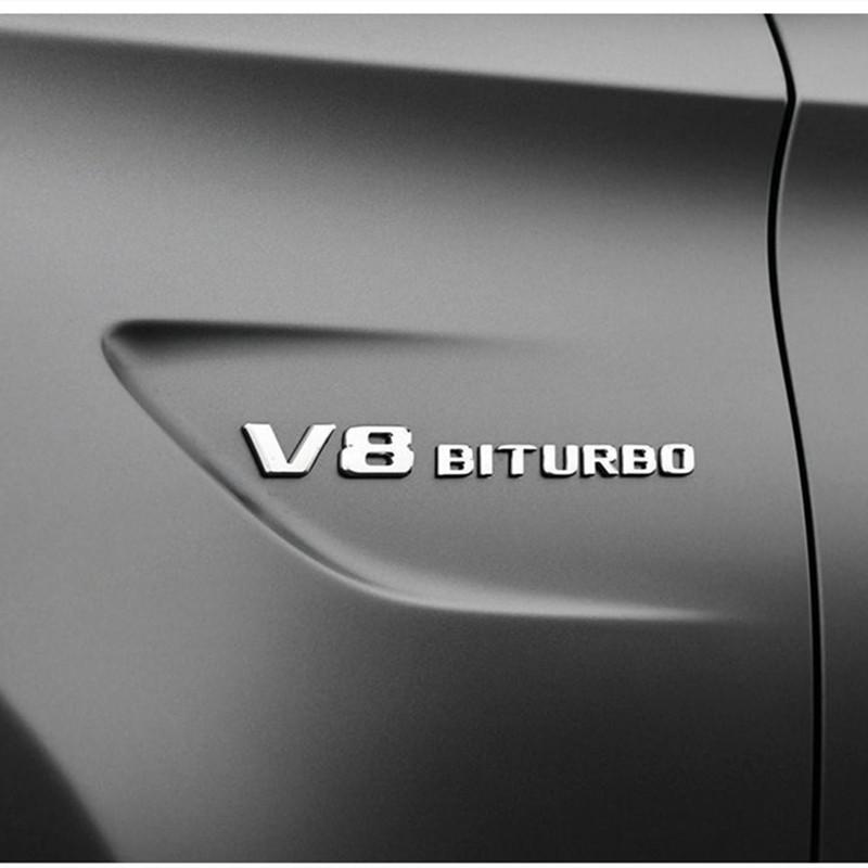 FCUI6 3D Black C63S Logo Letters V8 BITURBO Badge Car Rear Star Sticker Trunk AMG Emblem For Mercedes Benz AMG W205 C205 Accessories
