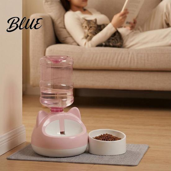 Easy To Clean Cat Water Supply Automatic Dispenser Auto Refill Pet Feeder Cute Dispenser Ear Design Bottle Adapter Threaded Bowl for Cats