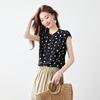Srcr Women's 100% Mulberry Silk Polka Dot T-shirt