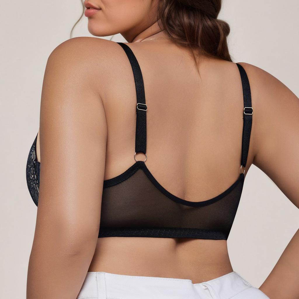 Sous-vêtements Sexy en Dentelle Noire pour Femmes, Soutien-gorge Push-up pour Petites Poitrines pour Prévenir l'Affaissement et Réduire la Taille de la Poitrine