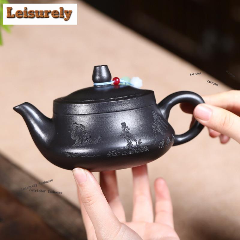 191ml Classic Yixing Purple Clay Teapots Handmade  High Mountains Pot Raw Ore Stone Yellow Mud Kettle Zisha Tea Set Tableware