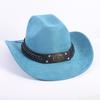 Nuovo colore cappello da cowboy western da uomo e da donna versatile per il pendolarismo stile semplice tesa larga cappello a cilindro cappello da sole
