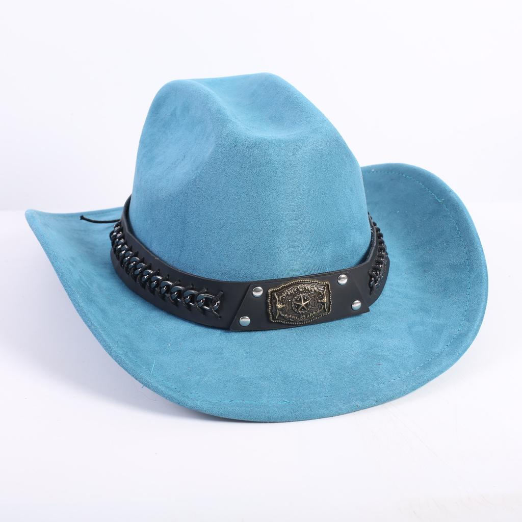 Nuovo colore cappello da cowboy western da uomo e da donna versatile per il pendolarismo stile semplice tesa larga cappello a cilindro cappello da sole