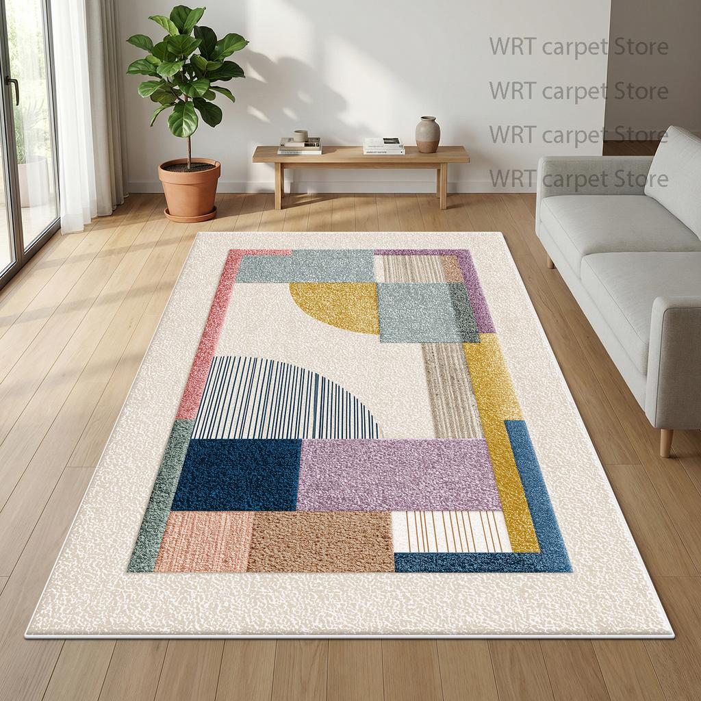 Nordic Minimalism Living Room Carpet Geometric Color Block Decoration Rug 140x200 Non-slip Washable Floor Mat izable Soft