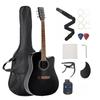 VEVOR 1041 mm (41 in) Cutway Acoustic Guitar Beginner Bundle with Gig Bag for Adult Black
