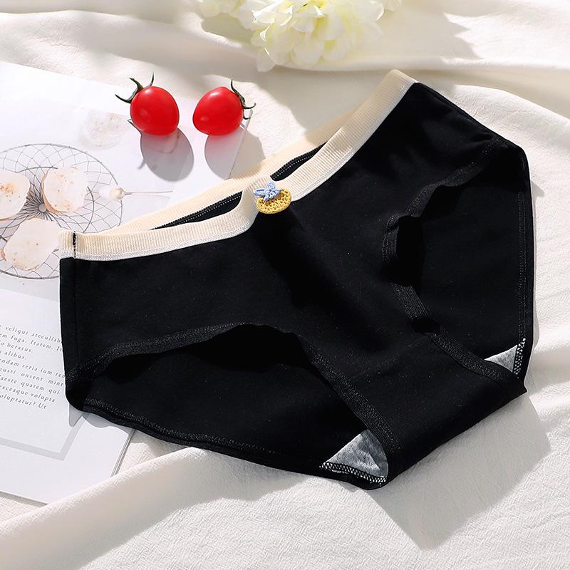 Women's Japanese Sweet Mid-Waist Pure Cotton Panties - Breathable Girly Triangle Shorts