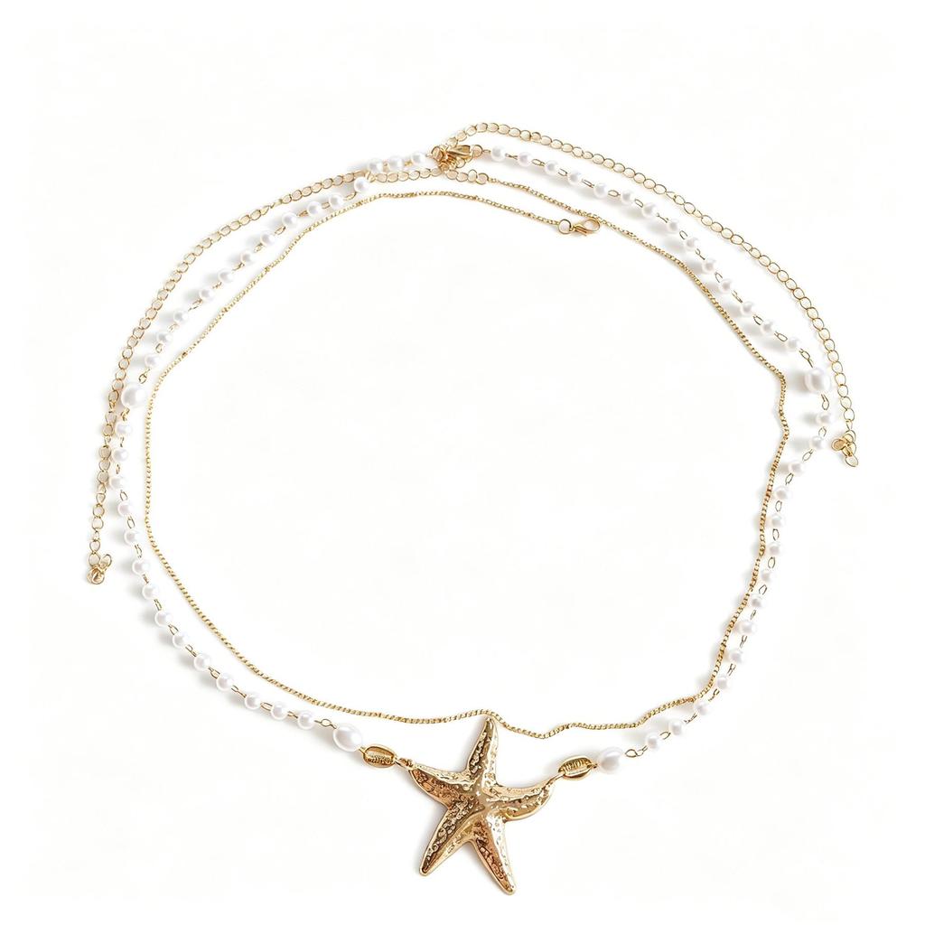 Starfish Pearl Double Layer Waist Chain - Ocean Style Beach Accessory
