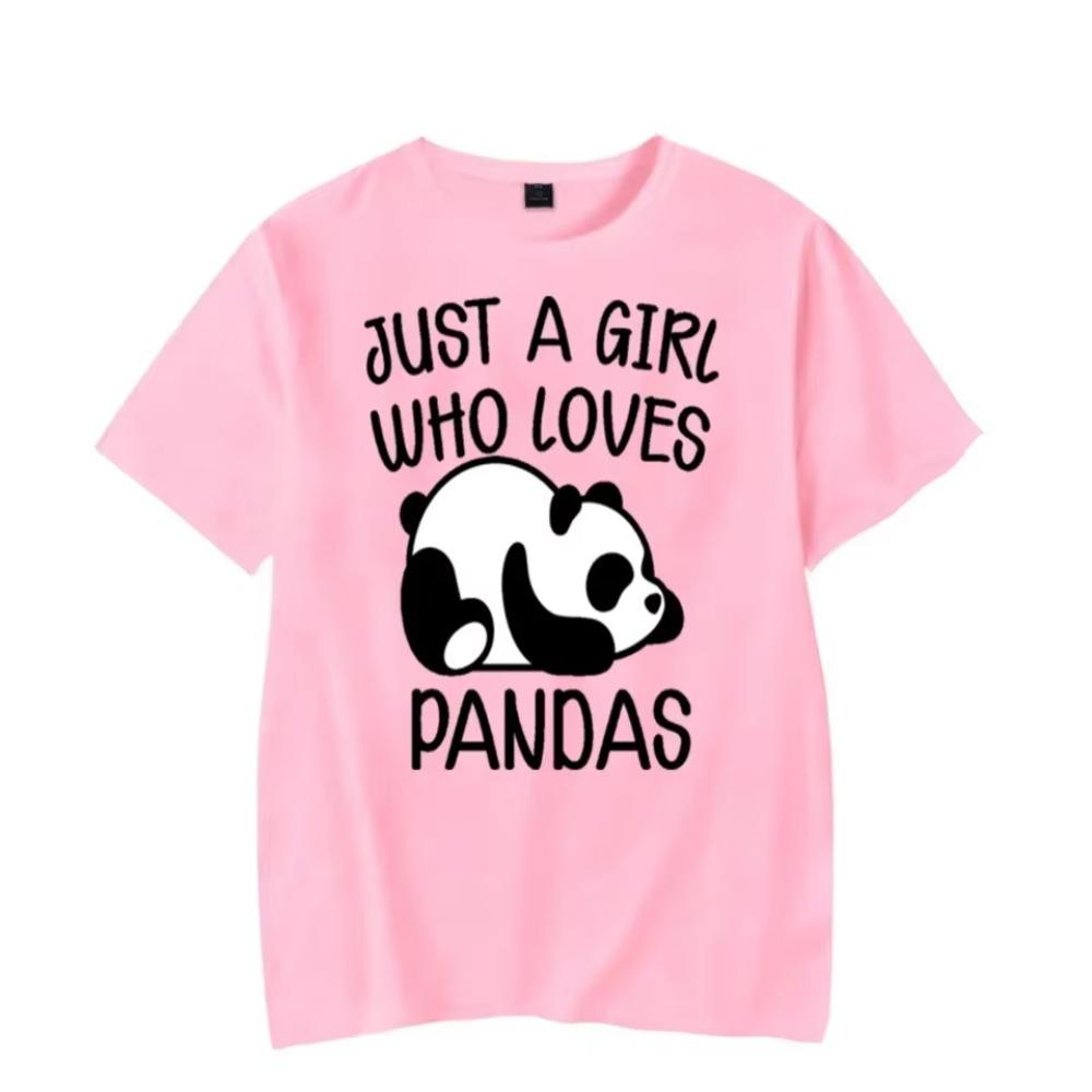 Men's T-shirt Just A Girl Who Loves Pandas Graphic Tee Shirt Funny Animal Tshirts Men Short Sleeve T Shirt Cartoon Panda Top Y2k