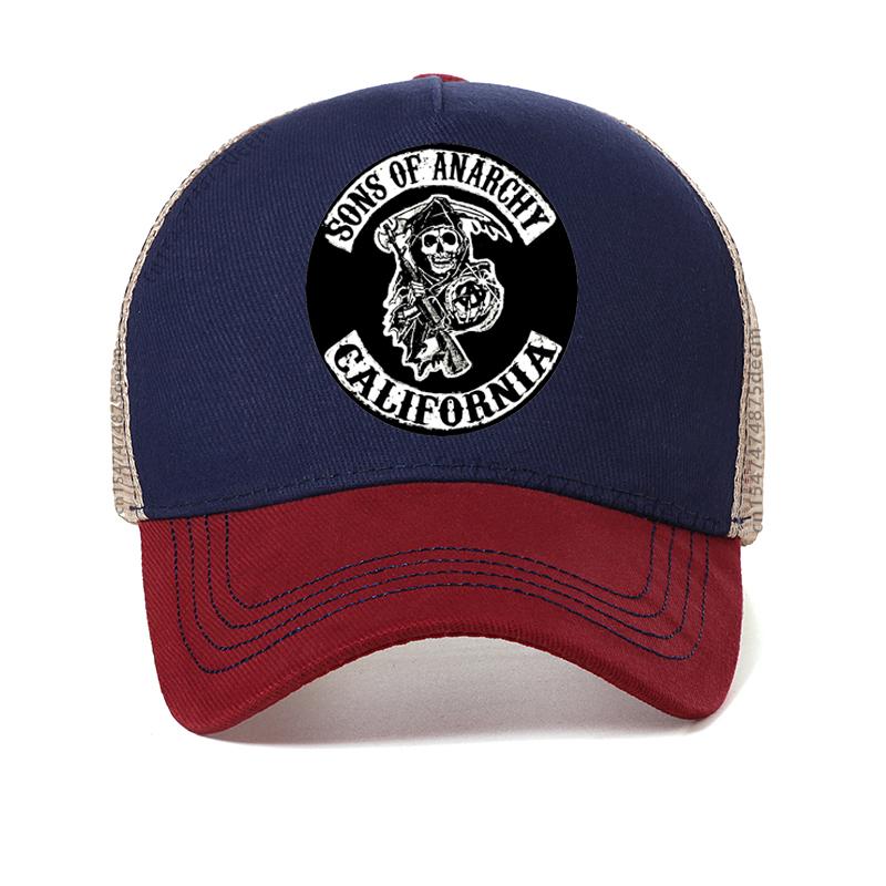 

SAMCRO Baseball Cap SOA Sons of Anarchy Skull printing Casual Snapback Hat Fashion High Quality Racing Motorcycle Sport hat 56-61cm красный