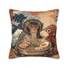 Ukiyo-E Art Japanese Cat Riding Pillow Case Print Pillow Cover For Living Room Sofa Kawaii Pillowcases