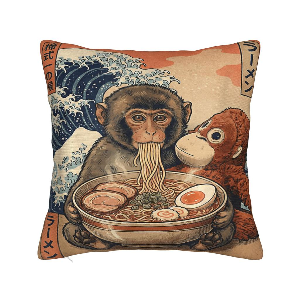 Ukiyo-E Art Japanese Cat Riding Pillow Case Print Pillow Cover For Living Room Sofa Kawaii Pillowcases