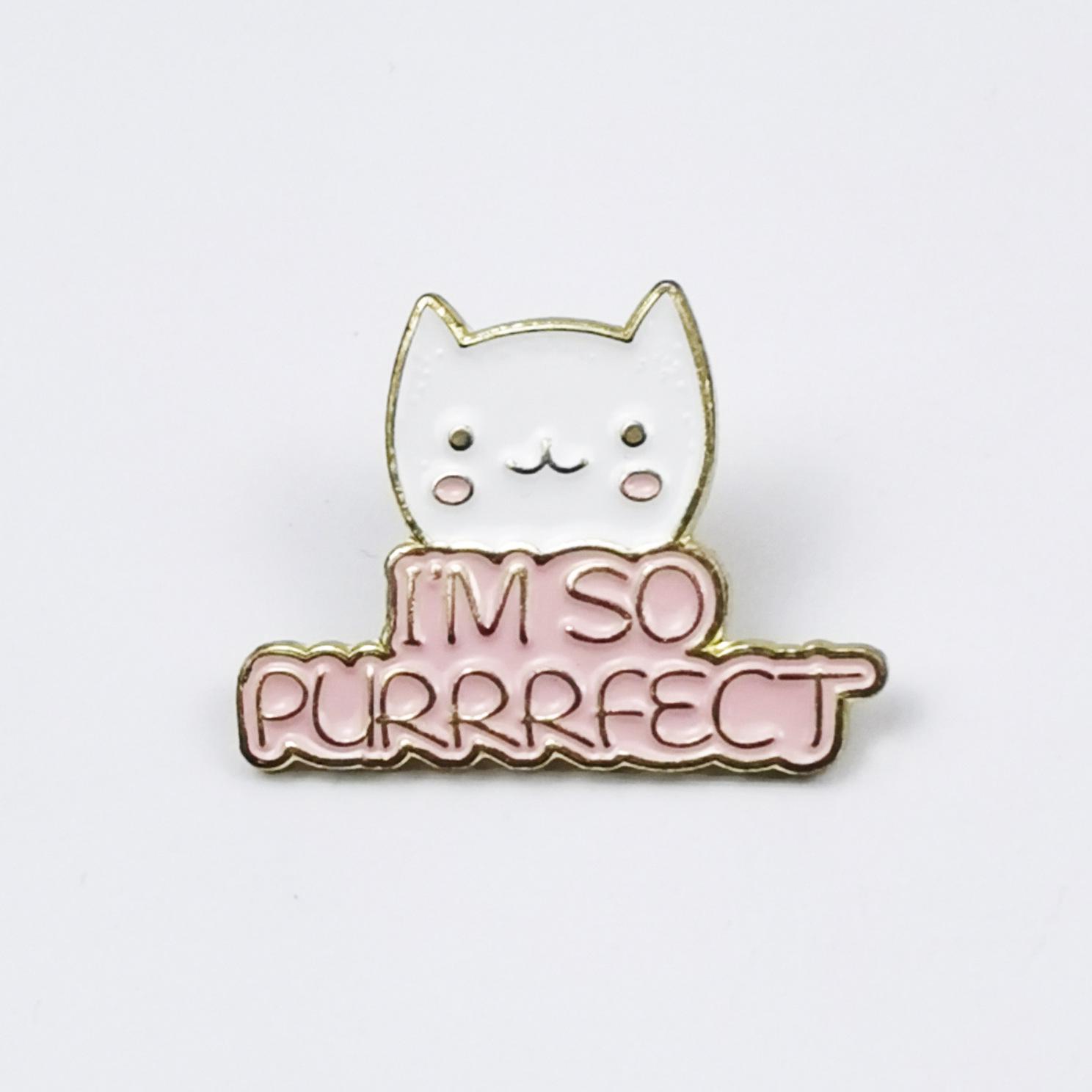 Cartoon Black & White Cat Badge: Cute Quote Brooch, Decorative Lapel Pin for Clothing Accessories