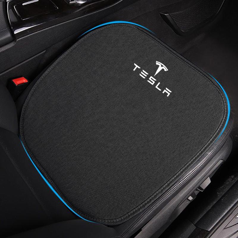 Car Seat Cushion Cover Breathable Flax Fabric Soft Pad For Tesla Model 3 Model S Model X Model Y Cybertruck Roadster SpaceX